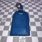 Authentic Louis Vuitton Blue Epi Leather   Gold Hardware  Name Tag 