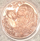 2 Coins  Lion   Lioness 3d Hi-relief 1oz Bu Copper Rounds  999 Fine Bullion Cb