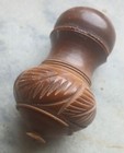 Antique Sewing Needle Case  Coquilla Nut  Carved 2 5 Inch