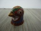 Vtg Cloisonne Brass Bird Thimble  Figural Animal Sewing Notion Collectible Art