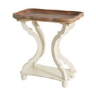 French Country End Table - Natural   White Fir Wood  Square  Hourglass Base