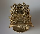 Vtg Solid Brass Victorian Style Letter Rack With Stamp Holder Guc