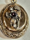 Beautiful French Antique Victorian 10k Gold   Silver Mourning Locket Garnet