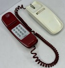 Western Electric Red   White Trimline Telephone Desk Touch Tone Phone Works Rare