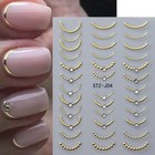 French Line Nail Art Stickers Decals 5d Embossed French Tip Gold French Line