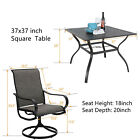 5 Piece Outdoor Dining Furniture Set Patio Swivel Chairs Square Metal Table