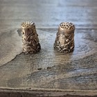 2 Vintage Ornate Thimbles Silver Taxco Mexico Sewing Filigree