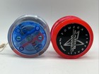 2 Yomega High Performance Red Fireball   Clear blu Saber Wing Yo Yos Vtg 90s