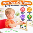Wooden Abacus For Kids Math - 50 Beads Counting Toy  Multi-color Counters For   