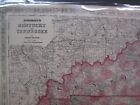 Antique Hand Colored Map Johnson s Kentucky And Tennessee Nashville  1864-65 