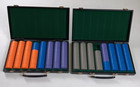 2 Black Faux Leather Poker Chip Cases With 750  Chips