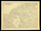 Vintage Cleveland Map Downtown City Street Map Wall Art Original Antique