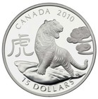 2010 Canada  15 Year Of The Tiger 1oz  9999 Proof Silver Coin  Box   Coa