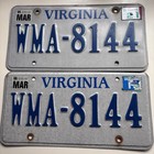 Virginia License Plates Pair Matching Set