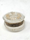 Antique French French bohemian Clear Glass Hinged Trinket Box Gold Gilt Enamel