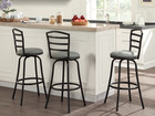 Set Of 3 Bar Stools Swivel Adjustable Height Gray Counter Height Kitchen Chairs