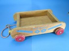 Vintage Playskool 1950 s Block Wagon Pull Toy - Rare Blue Lettering Nice Lqqk  