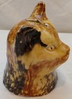 Antique Roseville Novelty Art Pottery Yellow Ware Cat Head Coin Bank 1900 s