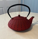Japanese-style Red Hobnail Cast-iron Teapot lid infuser