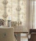 Wallpaper French Country Faux Wheat Grain Sacks W  Gray   Tan Stripes 56 Sq Ft
