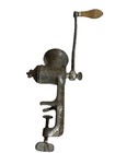 Vintage Universal No  2 Meat Grinder Hand Crank Cast Iron With Wooden Handle