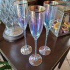 Antrhopologie Alta Champagne Flute Wedding Toast Set Of 3 Pearl Opalescent New