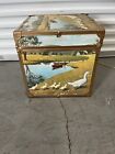 Duckling Toy Box Vintage 1980s Storage Chest Trunk Wood   Brass