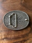 Silver Rectangular Floral Scroll Belt Buckle 