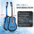 38  Beginner Acoustic Guitar Starter Kit W gig Bag  Strings strap pick case Blue