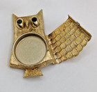 Avon Owl Brooch Pin Vintage Solid Perfume Compact Empty Rhinestone Gold Tone