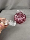 Vintage Fenton Cranberry Optic Glass Vanity Set Powder Jar   Two Perfume Bottles
