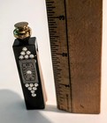 Vtg Fan-style Pocket purse Address Book Art Deco Style Black W rhinestones