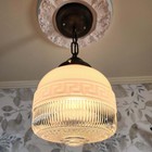 Antique Vintage Greek Art Deco Milk Glass Pendant Ceiling Light Fixture Lighting