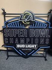 New La Rams Super Bowl Champions Bud 24  Light Led Neon Sign Man Cave Game Room