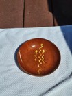 Antique Small Two Color Pa  Primitive Slip Decorated Folk Art Redware Plate Bowl