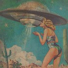 Ufo Alien Botanical Wall Art  Sci-fi Cactus Flower Poster  Desert Floral Decor