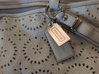 Authentic Coach Gray Leather Handbag With Cutouts