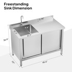 Heavy-duty 304 Stainless Steel Commercial Utility Sink Prep Sink With Cabinet