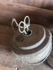 One Primitive Decor Antique Wood Spindle Base With Useable Twine   Iron Scissors