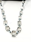 Antique Czech Art Deco Clear Glass Cube Bead Flapper Necklace 33  Aqua 72g