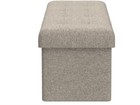 Storage Bench Beige Tufted Upholstered Linen Ottoman Furniture Foot Rest Seat