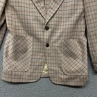 True Vintage Leisure Suit Jacket Mens 38 Tan Plaid Sport Coat 60 s 70 s Retro