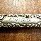 Antique Ornate Sterling Silver Sewing Needle Case W  Bcdb Mono - 3 25   