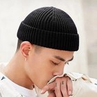 Mini Short Fisherman Beanie Hat Ribbed Docker Winter Warm Knitted Skull Cap Cuf 