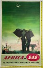 Original Africa By Sas 1960 Otto Nielsen Scandinavian Airlines Vintage Poster