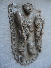 African Nigeria Art Benin Kingdom Style Bronze Plaque Plaquette Beautiful Patina