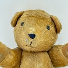 Vintage Jointed Teddy Bear 16  Plush Golden Brown Velour Stuffed Animal Worn Paw