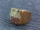 Packard Crest Gold Chrome Ring Size  11 Nos Ol Skool Logo Hi-quality Class