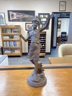 Antique Art Nouveau Spelter Statue Of A Girl - After August Moreau - Late 19thc