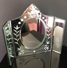 Venetian Style Trifold Mirror Table Beveled Vanity Makeup Hand Painted Etching
